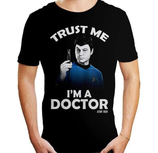 Sort Star Trek t-shirt med Trust Me Im A Doctor