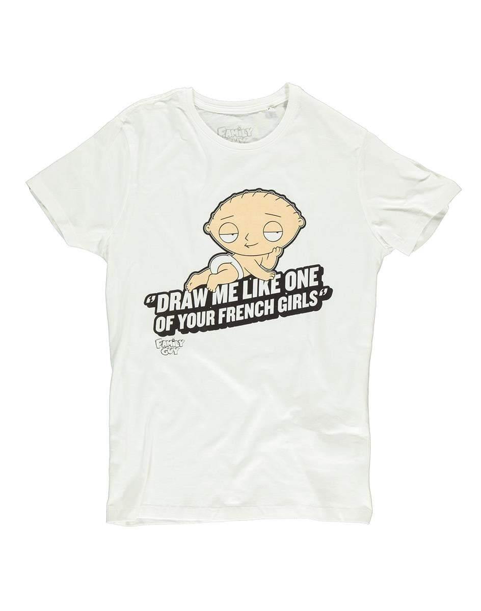 Hvid t-shirt med Stewie fra Family Guy og tekst