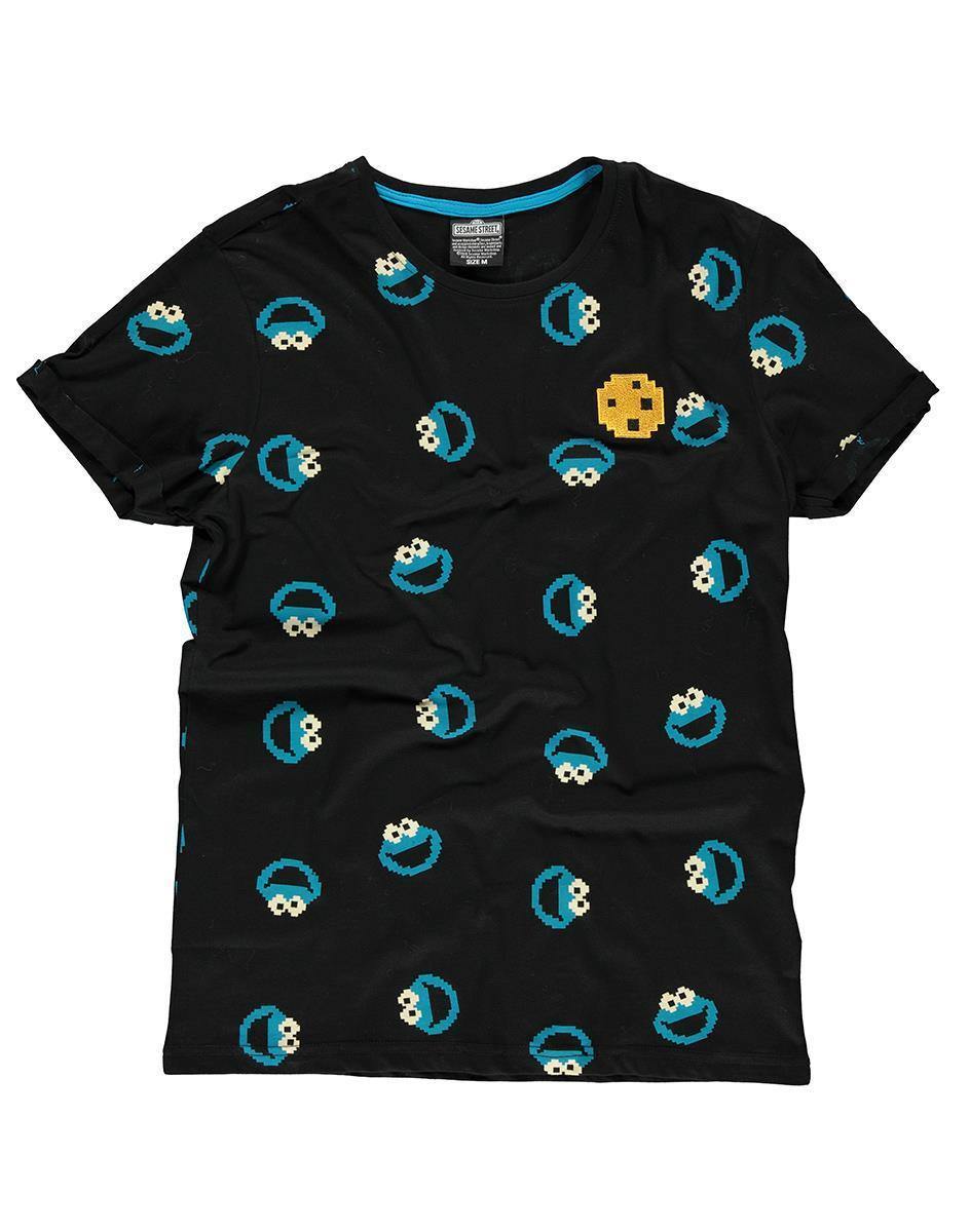 Sort t-shirt med Cookie monster på hele t-shirt