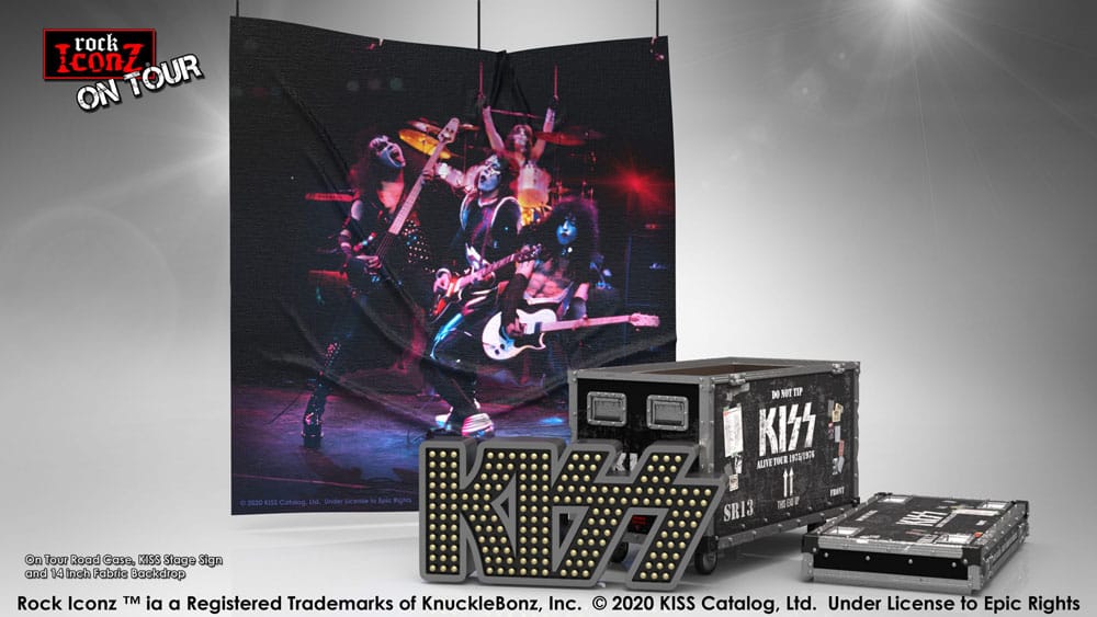 Kiss Rock Ikonz On Tour Road Case Statue + Bühnenhintergrund-Set Alive! Tour