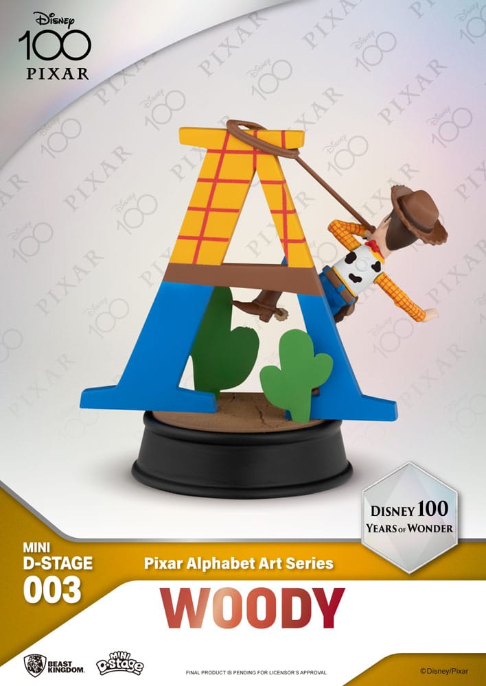 Disney Mini-Diorama-Bühnenstatuen, 10 cm, 100 Jahre Wunder, Pixar, Alphabet-Kunstsortiment (6)