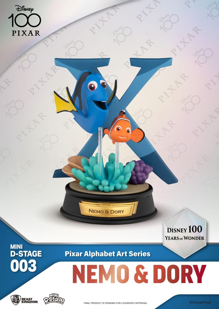 Disney Mini-Diorama-Bühnenstatuen, 10 cm, 100 Jahre Wunder, Pixar, Alphabet-Kunstsortiment (6)