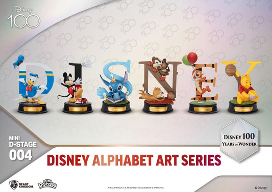 Disney Mini-Diorama-Bühnenstatuen im 6er-Pack „100 Years of Wonder“ – Disney-Alphabet-Kunst, 10 cm