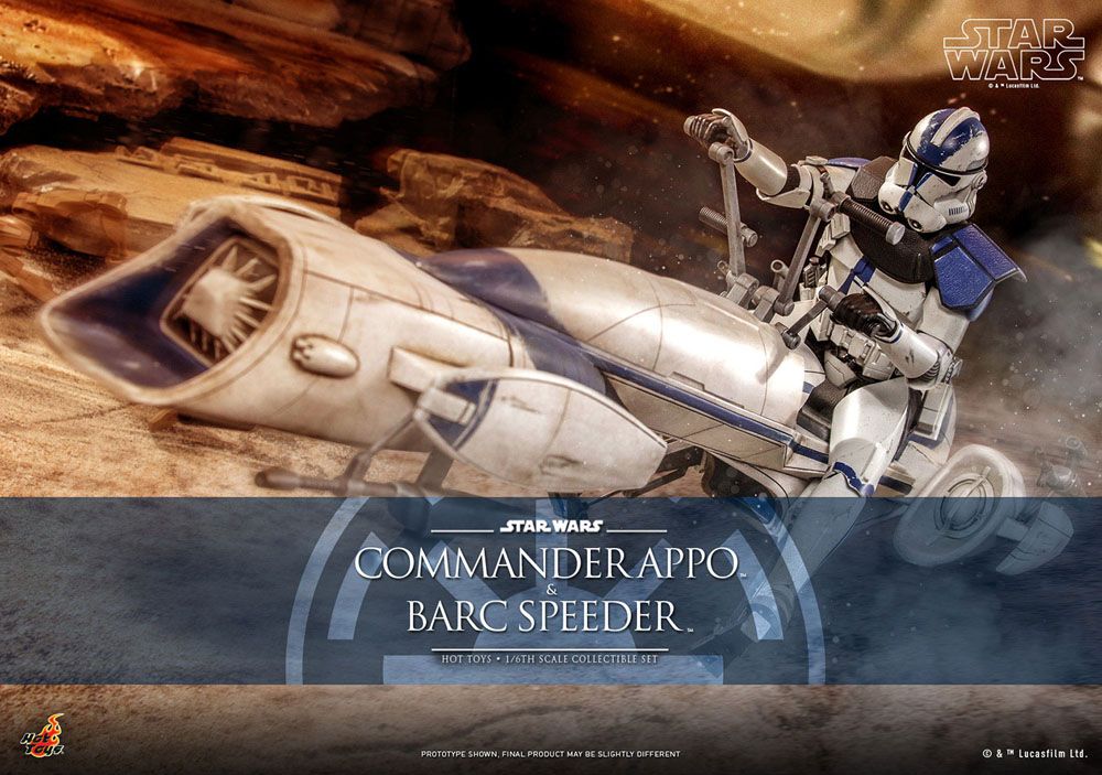 Star Wars The Clone Wars Actionfigur 1/6 Commander Appo &amp; BARC Speeder 30 cm