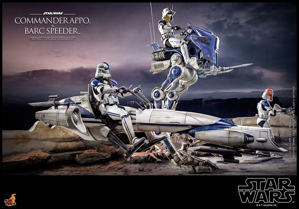 Star Wars The Clone Wars Actionfigur 1/6 Commander Appo &amp; BARC Speeder 30 cm