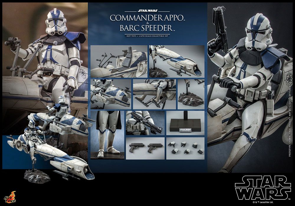 Star Wars The Clone Wars Action Figure 1/6 Commander Appo &amp; BARC Speeder 30 cm