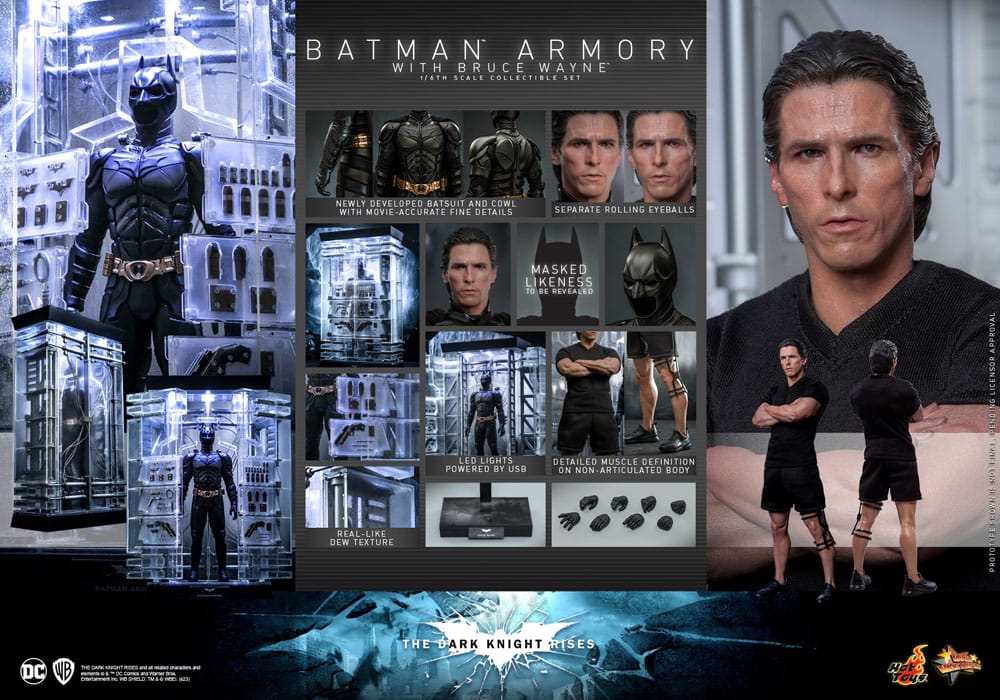 The Dark Knight Rises Movie Masterpiece Action Figures &amp; Diorama 1/6 Batman Armory with Bruce Wayne 30 cm