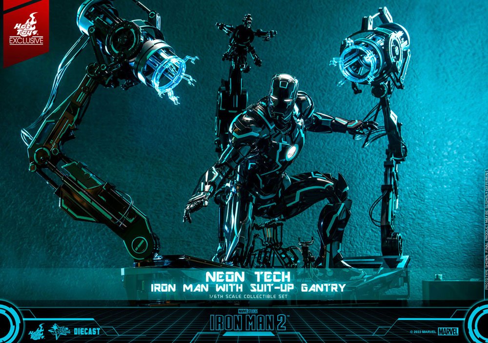 Iron Man 2 Action Figure 1/6 Neon Tech Iron Man with Suit-Up Gantry 32 cm