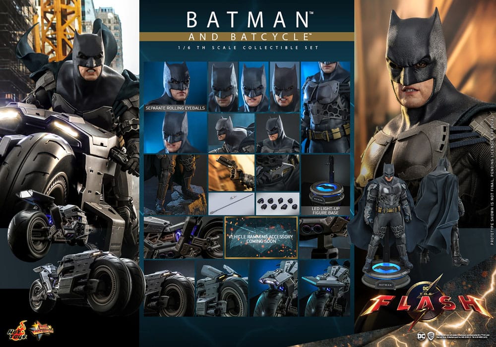 Die Flash Movie Masterpiece Actionfigur mit Fahrzeug 1/6 Batman &amp; Batcycle Set 30 cm
