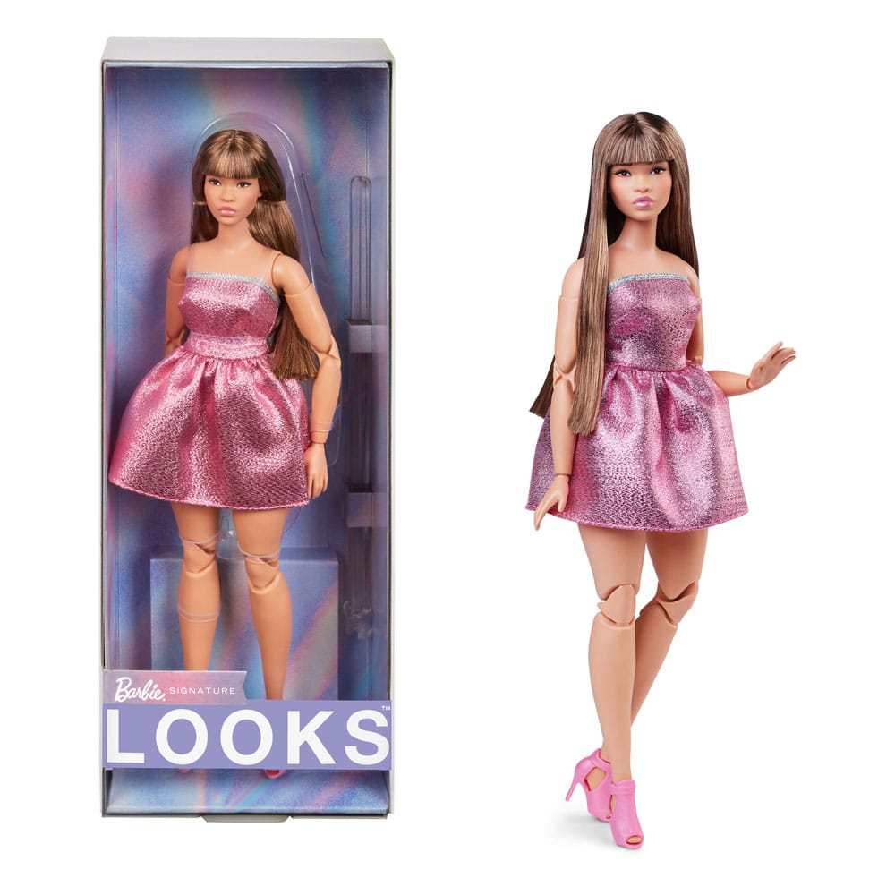 Barbie Signature Barbie Looks Doll Model #24 Curvy, Pink Mini Dress