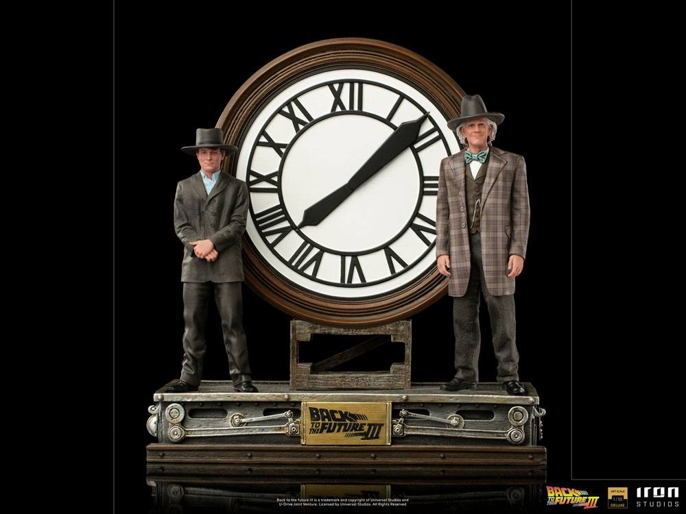 Back to the Future III Deluxe Art Scale Statue 1/10 Marty and Doc at the Clock 30 cm