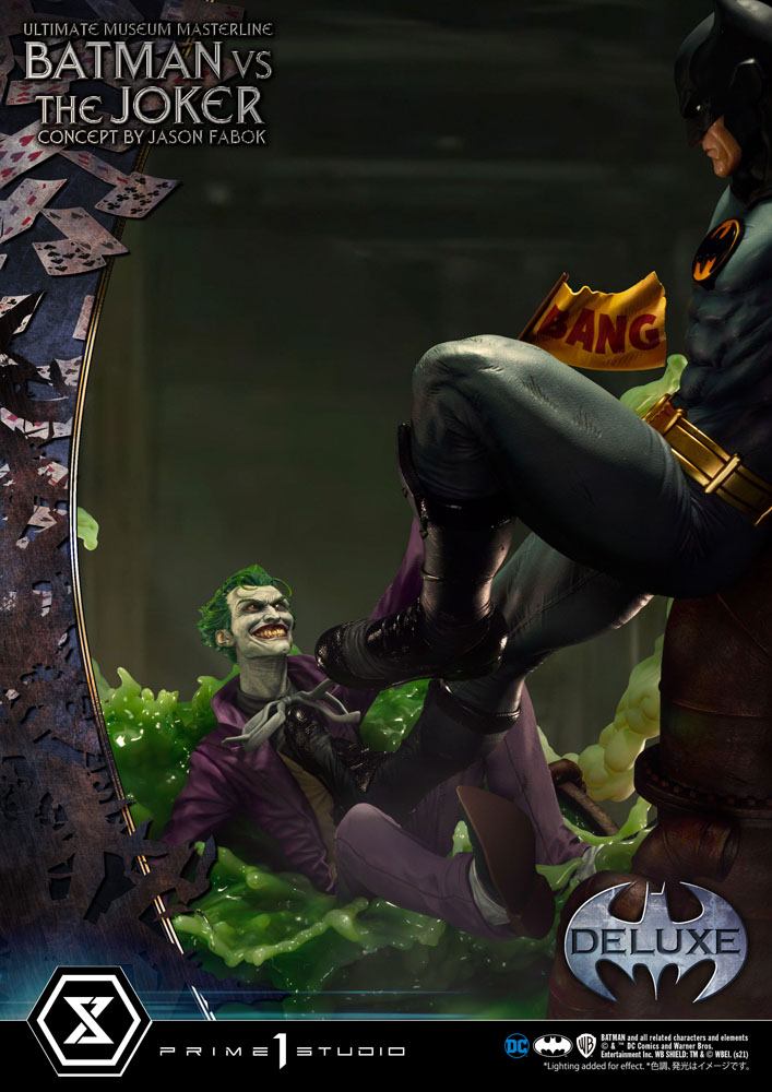 DC Comics Statue Batman vs. The Joker 1/3 by Jason Fabok Deluxe Bonus Version 85 cm set fra venstre side