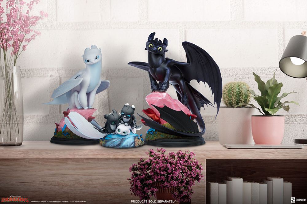 How to Train Your Dragon: The Hidden World Statue Dart, Pouncer og Ruffrunner 15 cm
