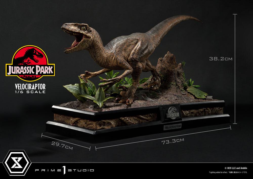 Jurassic Park Legacy Museum Collection Statue 1/6 Velociraptor Attack 38 cm fuld størrelse med mål i cm