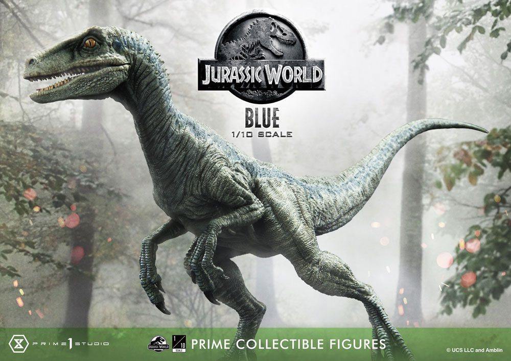 Jurassic world fallen kingdom prime collectibles statue 1/10 blue (åben mund version) 17 cm - SuperMerch.dk
