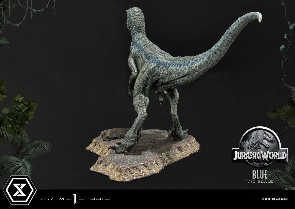 Jurassic world fallen kingdom prime collectibles statue 1/10 blue (åben mund version) 17 cm - SuperMerch.dk figur set bagfra