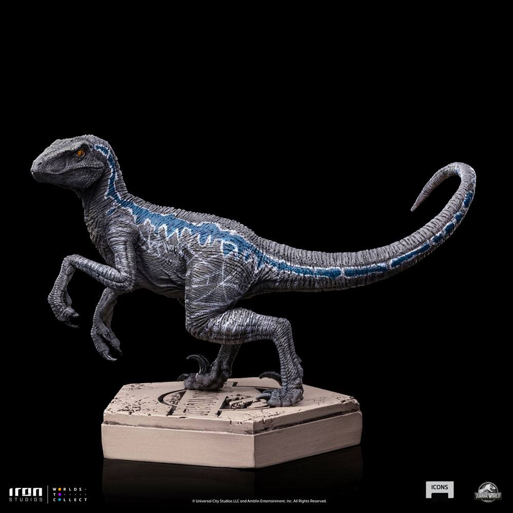 Jurassic World Icons Statue Velociraptor B Blau 7 cm