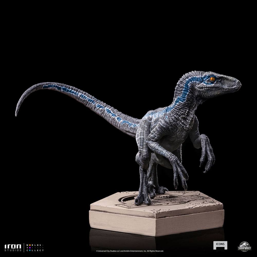 Jurassic World Icons Statue Velociraptor B Blau 7 cm