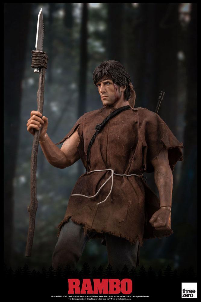 Rambo: First blood action figure 1/6 John rambo 30 cm - SuperMerch.dk med spyd i hånden