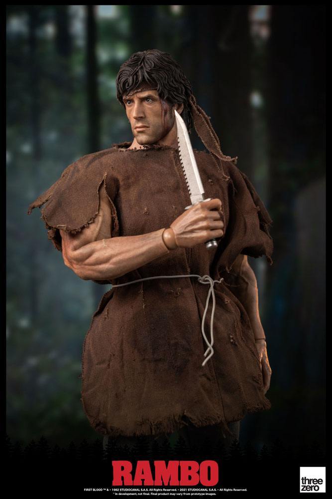 Rambo: First blood action figure 1/6 John rambo 30 cm - SuperMerch.dk figur i mærk brunt klæde og kniv i hånden