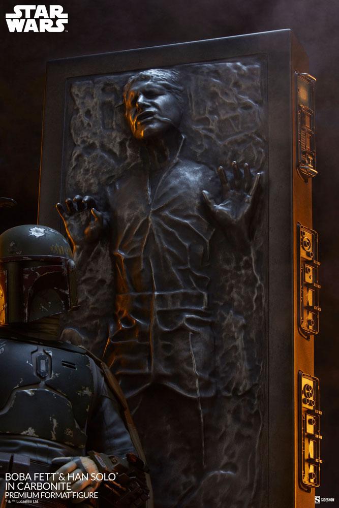 Star Wars Premium Format Statue Boba Fett und Han Solo in Karbonit 70 cm