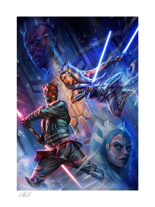 Star Wars: The Clone Wars Kunstdruck One Last Lesson: Ahsoka Tano vs Darth Maul 46 x 61 cm - ungerahmt