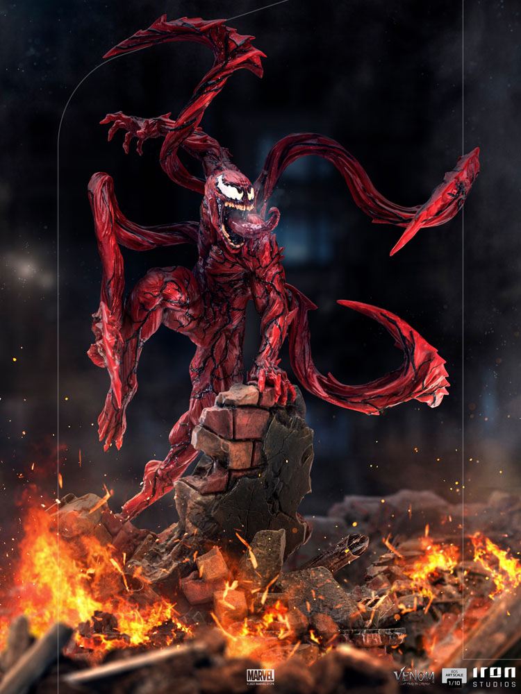 Venom: Let There Be Carnage BDS Art Scale Statue 1/10 Carnage 30 cm med ild i baggrunden