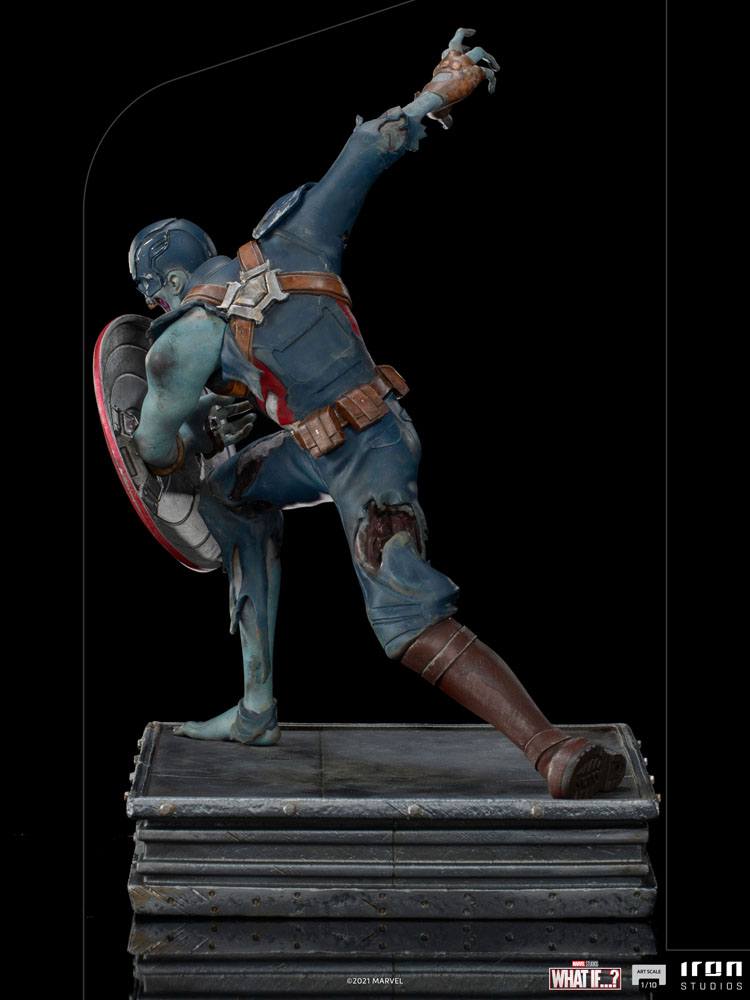 What If...? Art Scale Statue 1/10 Captain America Zombie 22 cm figur set fra venstre og sort baggrund