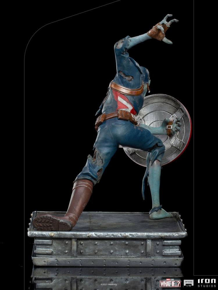 What If...? Art Scale Statue 1/10 Captain America Zombie 22 cm figur set bagfra med sort baggrund