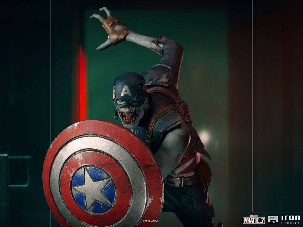 What If...? Art Scale Statue 1/10 Captain America Zombie 22 cm tæt på med grønlig baggrund